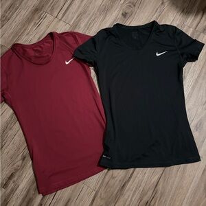 Nike Short Sleeve Dri-FIT Tops - Black & Burgundy